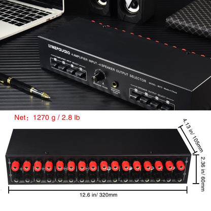 B075 4 Input 4 Ooutput Power Amplifier Speaker Selector Switcher,  300W Sound Quality Per Channel No Loss
