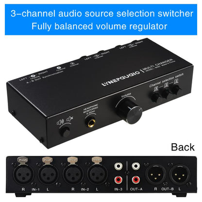 B082 3 Input 3 Output Audio Signal Selector Balanced Line Switcher