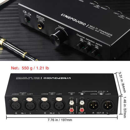B082 3 Input 3 Output Audio Signal Selector Balanced Line Switcher