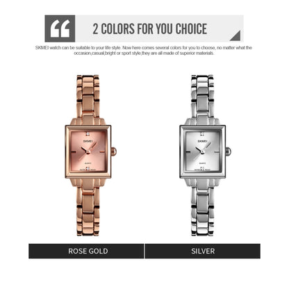 SKMEI 1407 Business Fashion Watch with Diamonds Delicate and Elegant Square Zinc Alloy Quartz Watch for Women