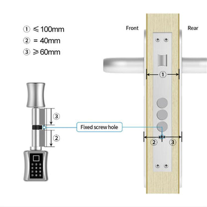 60+40mm Office Home Value Fingerprint Password Smart Lock Core Password Lock Only LockLock Home Security Door Lock, 60+40mm