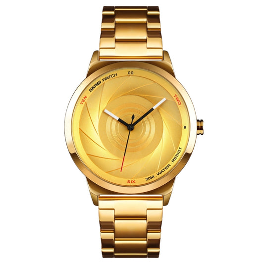 Skmei 9210 Fashion Trend Mens Business Wristwatch Simple Three-Dimensional Surface Waterproof Gold Quartz Watch Man