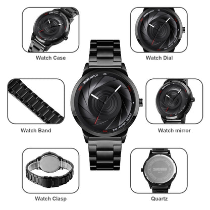 Skmei 9210 Fashion Trend Mens Business Wristwatch Simple Three-Dimensional Surface Waterproof Gold Quartz Watch Man