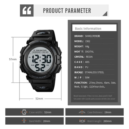 Skmei 1562 Multi Function Outdoor Sports Waterproof Student Electronic Watch Ten Year Battery Mens Watch