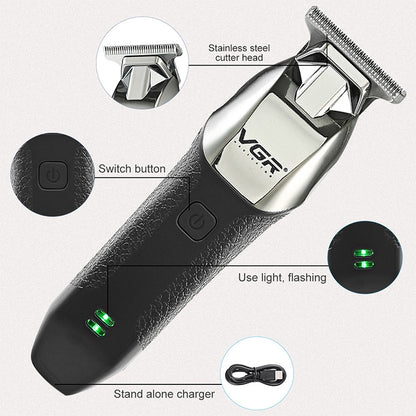 ماكينة قص الشعر الكهربائية المحمولة VGR V-171 بقوة 5 وات USB، باللون الأبيض، V-171