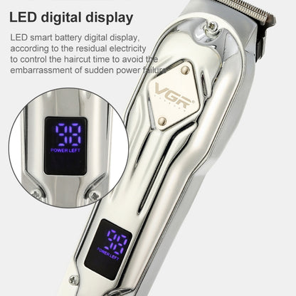 ماكينة قص الشعر الاحترافية المعدنية VGR V-261 بقوة 8 وات بمنفذ USB وشاشة رقمية LED، V-261 (ذهبي)، V-261 (فضي)