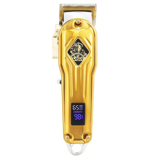 ماكينة قص الشعر المعدنية VGR V-267 بقوة 10 وات بمنفذ USB وشاشة رقمية LED و5 تروس قابلة للتعديل، V-267 (ذهبي)، V-267 (فضي)