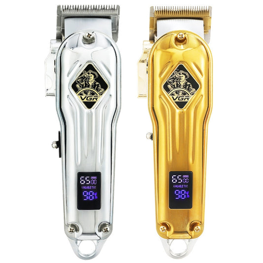 ماكينة قص الشعر المعدنية VGR V-267 بقوة 10 وات بمنفذ USB وشاشة رقمية LED و5 تروس قابلة للتعديل، V-267 (ذهبي)، V-267 (فضي)