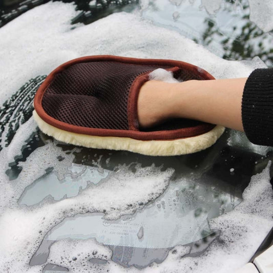 Car Styling Wool Soft Car Washing Gloves Cleaning Brush Motorcycle Washer Care Products, Brown, Washing Gloves