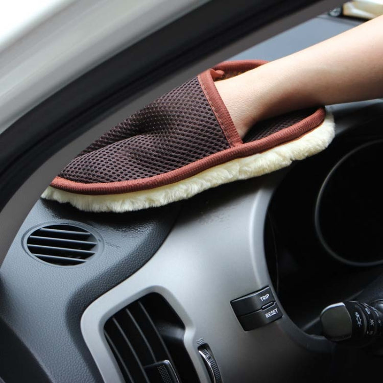 Car Styling Wool Soft Car Washing Gloves Cleaning Brush Motorcycle Washer Care Products, Brown, Washing Gloves