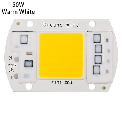 High Power 220V LED FloodlightCool/Warm White COB LED Chip IP65 Smart IC Driver Lamp, 15W white, 20W white, 30W white, 50W white, 15W warm white, 20W warm white, 30W warm white, 50W warm white