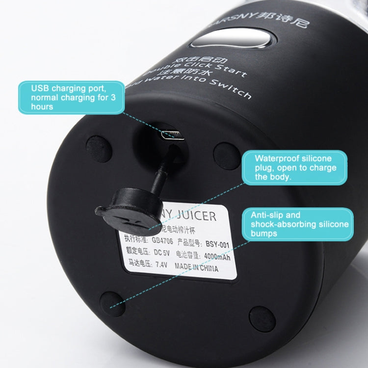 عصارة متعددة الوظائف، كوب دوار لاستخراج العصير، خلاط عصير محمول بشاحن USB مع 6 شفرات، أسود، وردي، أزرق