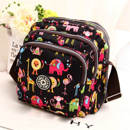 Women Shoulder Bag Waterproof Nylon Handbag Multilayer Crossbody Bag