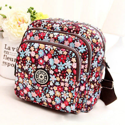 Women Shoulder Bag Waterproof Nylon Handbag Multilayer Crossbody Bag