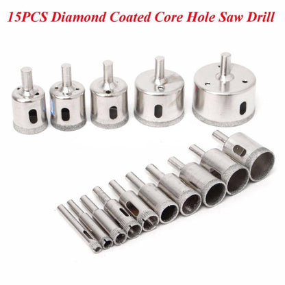 15 In 1 6-50mm Diamond Glass Hole Opener Ceramic Marble Hole Opener, 15 In 1 Diamond Glass Hole Opener