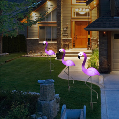 3 في 1 مصباح حديقة يعمل بالطاقة الشمسية على شكل طائر الفلامنغو مقاوم للماء LED أضواء مسار الحديقة والمناظر الطبيعية مصباح ليلي