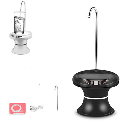 Tray Bucket Water Pump USB Rechargeable Wireless Electric Mineral Water Bucket Automatic Water Dispenser, Black