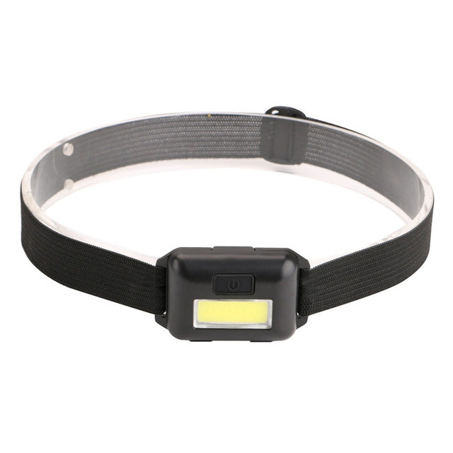 2 PCS Mini COB LED Headlamp Adjustable Camping Torch Lamp Light with 3 Modes, Black, Blue, Red, White