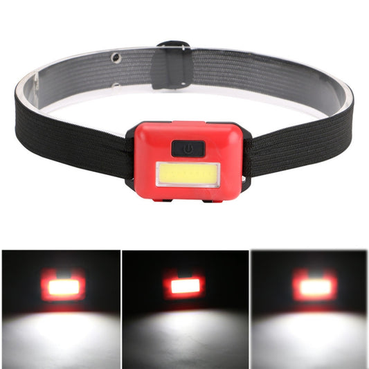 2 PCS Mini COB LED Headlamp Adjustable Camping Torch Lamp Light with 3 Modes, Black, Blue, Red, White