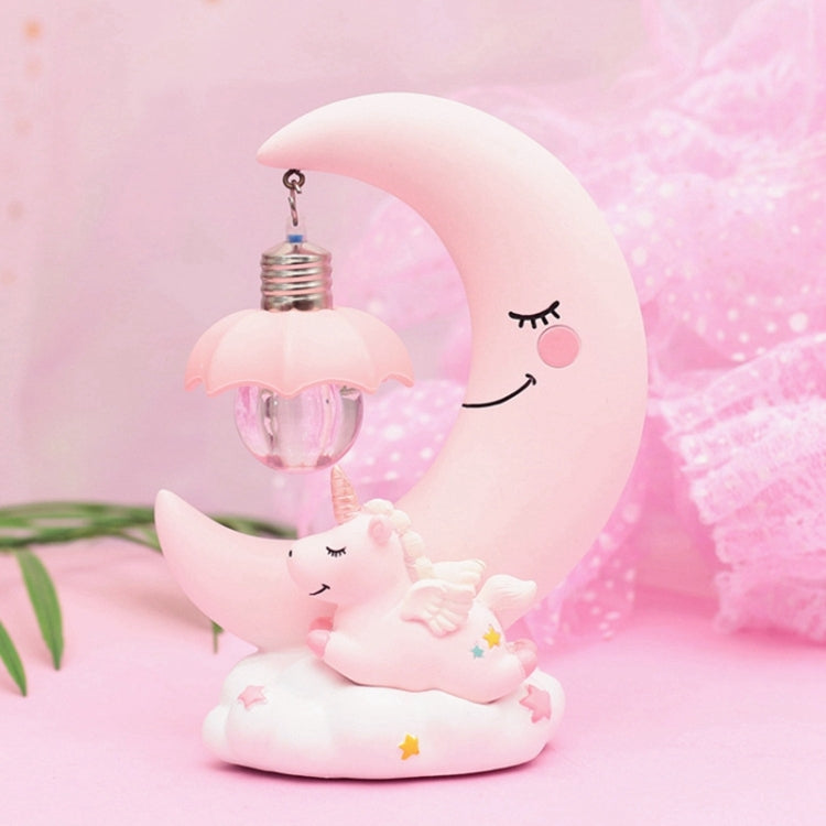 Moon Resin Cartoon Romantic Bedroom Decor Night Lamp Baby Kids Birthday Xmas Gift, Blue, Pink