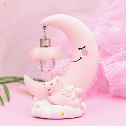 Moon Resin Cartoon Romantic Bedroom Decor Night Lamp Baby Kids Birthday Xmas Gift, Blue, Pink
