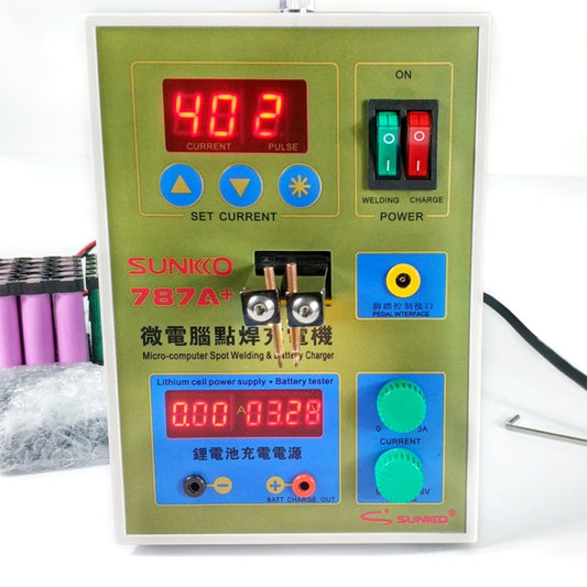 آلة لحام نقطي SUKKO LED Pulsel للبطارية + آلة لحام نقطي، لحام دقيق بالكمبيوتر مع ضوء LED ومشبك بطارية، قابس الاتحاد الأوروبي 220 فولت