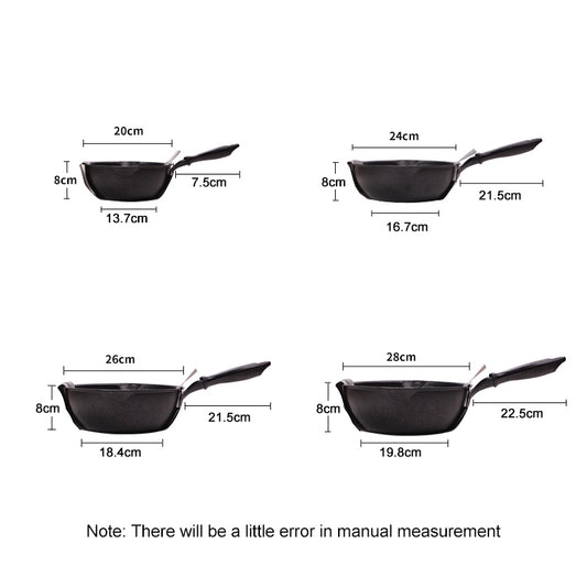 Thick Bottom Maifan Stone Household Small Frying Pan Non Stick Pan Deep Frying Pan, 26cm Black Without Cover, 26cm Beige Without Cover, 28cm Beige Without Cover