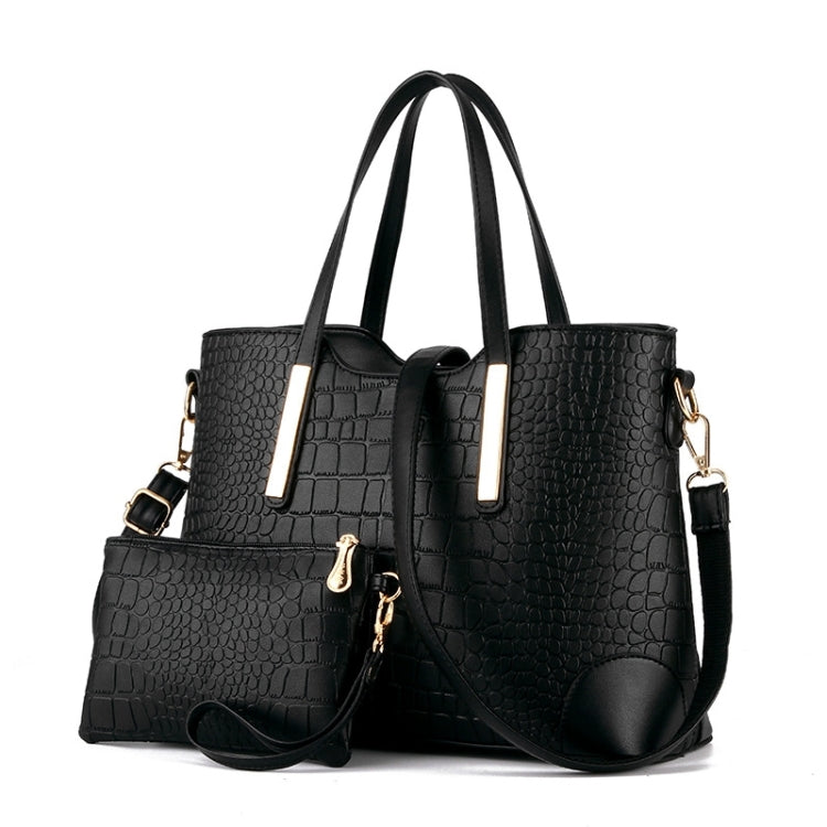 2 in 1 Vintage Messenger Bags Shoulder Handbag Women Crocodile Pattern Composite Bag Leather Wallet