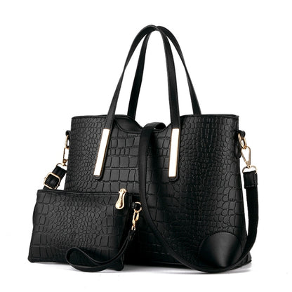 2 in 1 Vintage Messenger Bags Shoulder Handbag Women Crocodile Pattern Composite Bag Leather Wallet