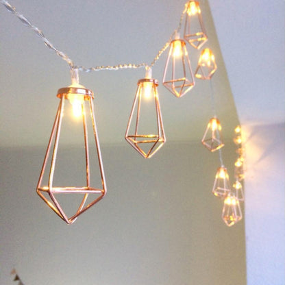 سلسلة أضواء LED خرافية بطول 1.5 متر، مصنوعة من 10 مصابيح LED، مصنوعة من معدن الحديد، مصنوعة من الماس، لتزيين المنزل