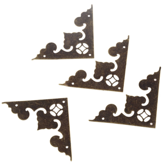4pcs Antique Corner Bracket Jewelry Gift Box Wood Case Decorative Feet Leg Corner Decorative Protector Furniture Fittings, Corner Bracket