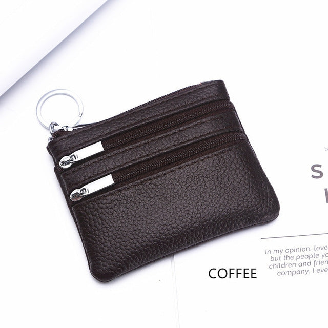 Genuine Leather Women Small Wallet Change Purses Zipper Card Holder Wallets