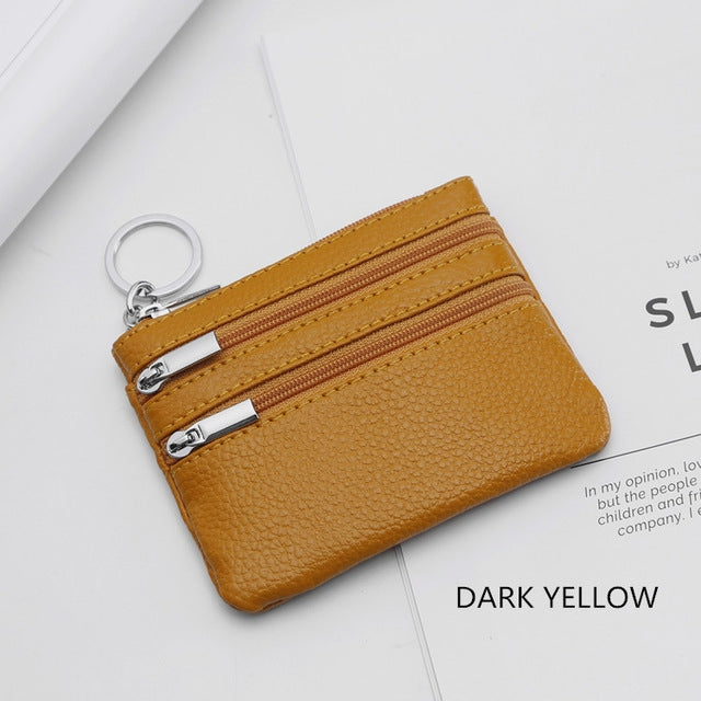 Genuine Leather Women Small Wallet Change Purses Zipper Card Holder Wallets