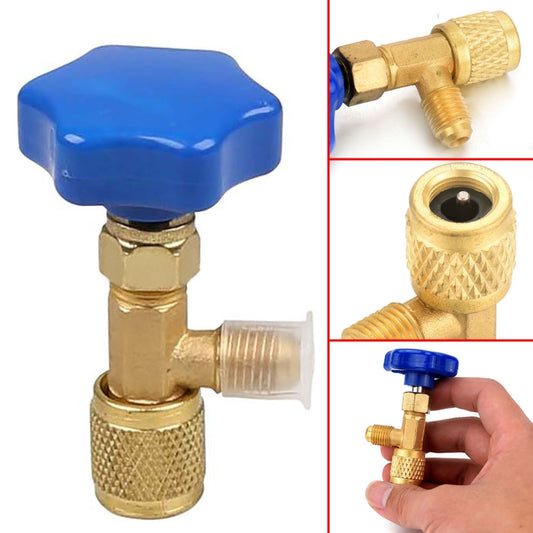 Blue Metal Valve Bottle Opener 1/4 SAE Connector Dispensing Refrigerant Valve Bottle Openers for R22 R134a R410A, Blue Metal Valve Bottle