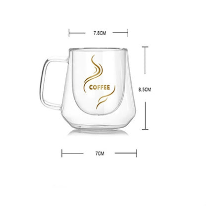 Double Wall Mug Office Mugs Heat Insulation Double Coffee Mug Coffee Glass Cup, Labeled, No label