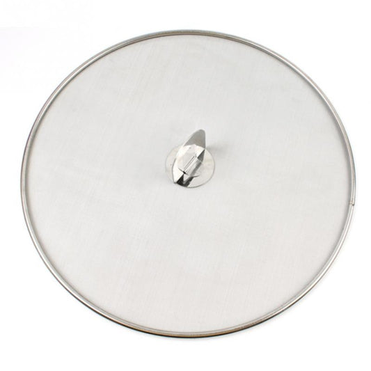 Stainless Steel Oil Proof Cover Fried Oil Splash Proof Net Cover Pizza Tray Kitchen Gadget, 33cm Oil Proof Cover