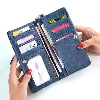 Women Long Wallet Female High Capacity Double Zippers Clutch Purse