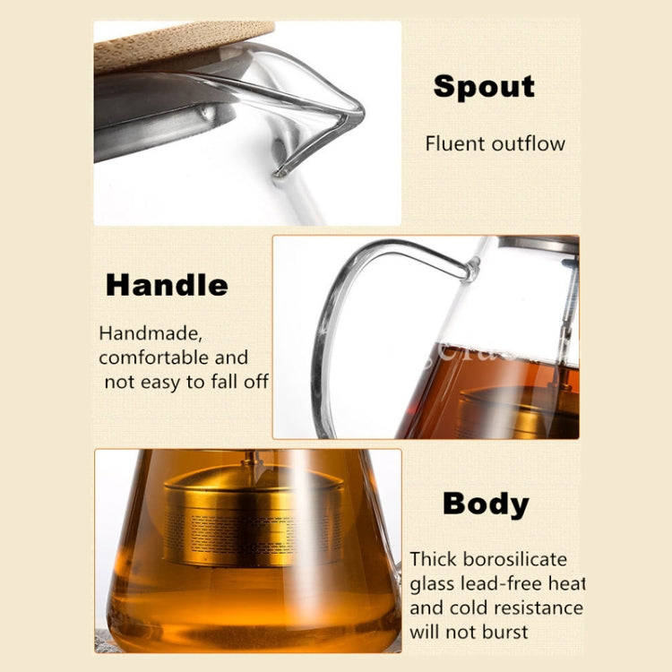 Stainless Steel Infuser Teapot Clear Borosilica Glass Filter Heat Resistant Coffee Puer Tea Pot Heated Container Boiling Kettle, 750ml