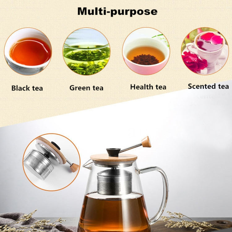 Stainless Steel Infuser Teapot Clear Borosilica Glass Filter Heat Resistant Coffee Puer Tea Pot Heated Container Boiling Kettle, 750ml