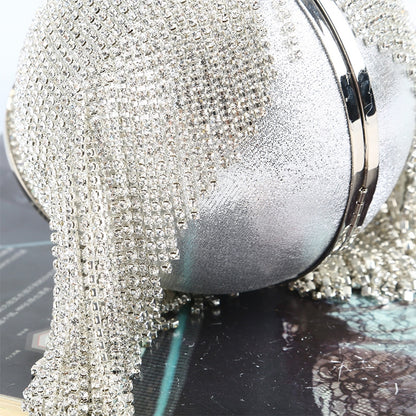 Diamond Tassel Women Party Metal Crystal Clutches Evening Bags Wedding Bag Bridal Shoulder Handbag