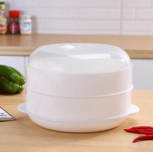 Microwave Steamer Cooker Steam Cooking Pot Accessories Vegetables Seafood Steamer, Double layer