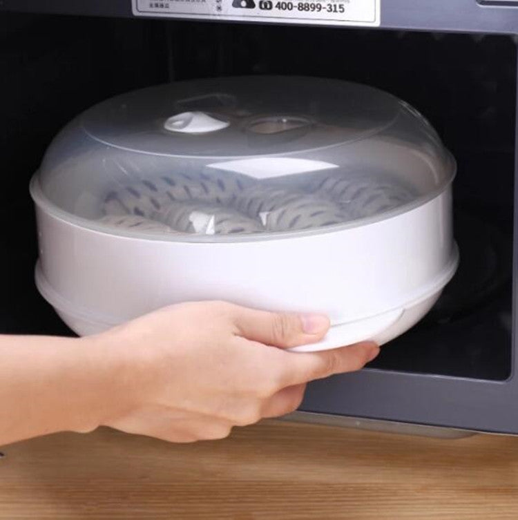 Microwave Steamer Cooker Steam Cooking Pot Accessories Vegetables Seafood Steamer, Double layer