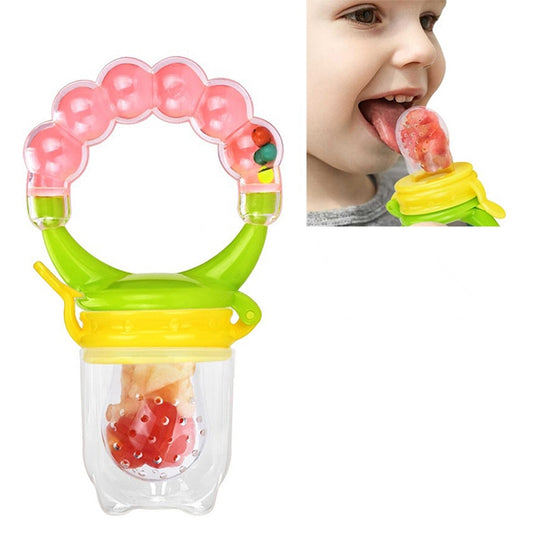 Baby Nipple Fresh Food Fruit Milk Feeding Bottles Learn Feeding Drinking Handle Teething Pacifier with Bell, S