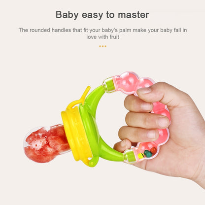 Baby Nipple Fresh Food Fruit Milk Feeding Bottles Learn Feeding Drinking Handle Teething Pacifier with Bell, S