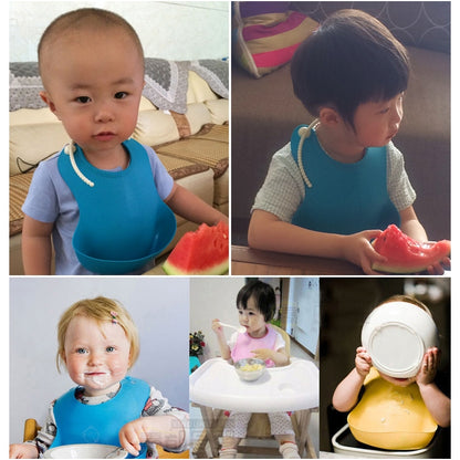 Baby Infant Toddler Waterproof Silicone Bib Infants Feeding Lunch Roll-up Apron