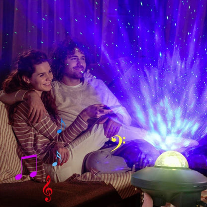 جهاز عرض ليزر مائي LED مزود بموجة مائية وسماء مرصعة بالنجوم وجهاز تحكم عن بعد USB وبلوتوث وجهاز تحكم صوتي وضوء ليزر وكرة سحرية دوارة