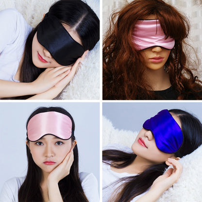 2 PCS Pure Silk Sleep Rest Eye Mask Padded Shade Cover Travel Relax Aid Blindfolds, Navy blue, Blue, Grey, Black, Green, Violet, Purple