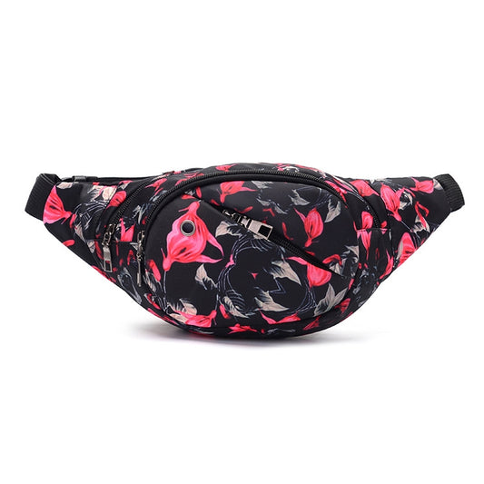 Color Printing Multi-function Casual Pockets Ladies Outdoor Purse Waist Bag