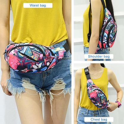 Color Printing Multi-function Casual Pockets Ladies Outdoor Purse Waist Bag