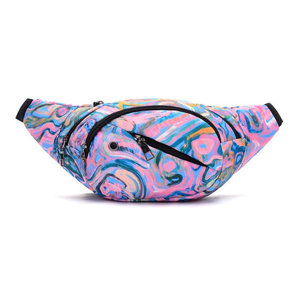 Color Printing Multi-function Casual Pockets Ladies Outdoor Purse Waist Bag